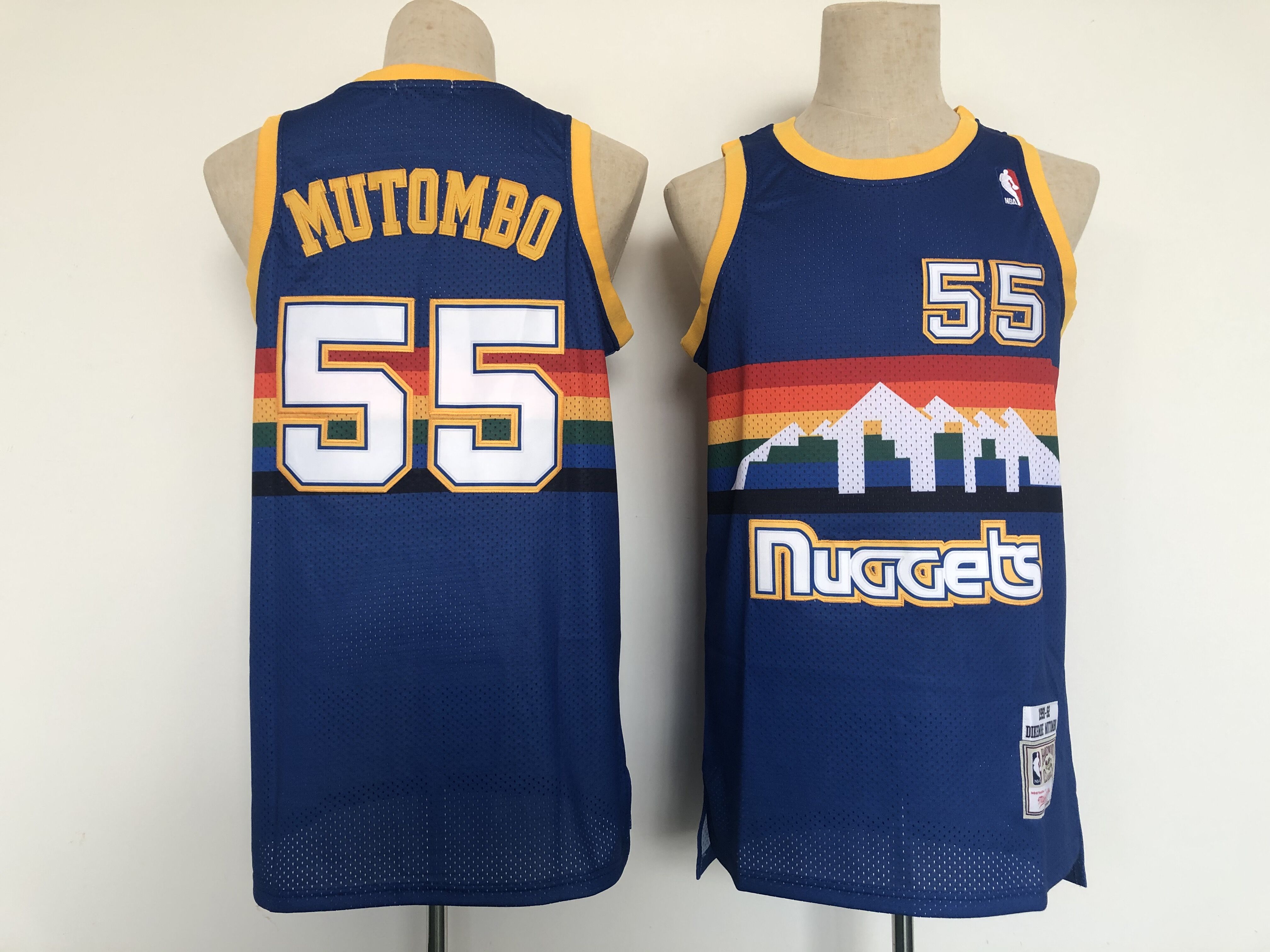 NBA Men Denver Nuggets 55 Mutombo Navy blue jersey